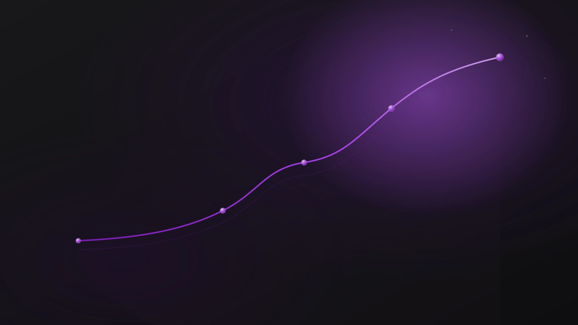 Opwaartse paarse waardecurve als symbool voor de investering in SEO over tijd